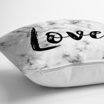 Mermer Zemin Üzerinde Love Yazılı Özel Tasarım Modern Yastık Kırlent Kılıfı Realhomes