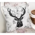 - Rh-K9266-Gorsel2 - Realhomes Mermer Zeminde Geyik Motifli Özel Tasarım Modern Yastık Kırlent Kılıfı Realhomes