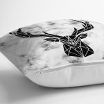 - Rh-K9266-Gorsel3 - Realhomes Mermer Zeminde Geyik Motifli Özel Tasarım Modern Yastık Kırlent Kılıfı Realhomes