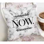 Mermer Zeminde NOW Yazılı Özel Tasarım Modern Yastık Kırlent Kılıfı Realhomes