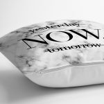 Mermer Zeminde NOW Yazılı Özel Tasarım Modern Yastık Kırlent Kılıfı Realhomes