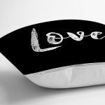 Siyah Zeminde Mermer Motifli Love Yazılı Dekoratif Yastık Kırlent Kılıfı Realhomes