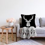 - Sonil-K9270-Gorsel2 - Realhomes Siyah Zeminde Mermer Motifli Geyik Tasarımlı Dekoratif Raşel Kadife Yastık Kırlent Kılıfı Realhomes