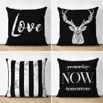 - Suet-K4luset730-Gorsel1 - Realhomes  4'lü Çift Taraflı Siyah Zeminde Mermer Tasarımlı Dekoratif Süet Yastık Kırlent Kılıfı Seti Realhomes