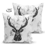 - Suet-K9266-Gorsel2 - Realhomes Çift Taraflı Mermer Zeminde Geyik Motifli Özel Tasarım Modern Süet Yastık Kırlent Kılıfı Realhomes