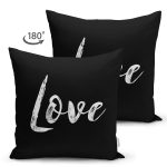 - Suet-K9269-Gorsel2 - Realhomes  Çift Taraflı Siyah Zeminde Mermer Motifli Love Yazılı Dekoratif Süet Yastık Kırlent Kılıfı Realhomes