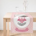 Realhomes Sevimli Baykuş Dijital Baskılı Dekoratif Süet Runner Realhomes