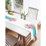 Realhomes Vazo Çiçek Desenli Dijital Baskılı Süet Runner Realhomes