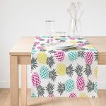 Realhomes Renkli Ananas Desenli Dijital Baskılı Süet Runner Realhomes