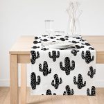 - SuetRunner-2028-Gorsel1 - Realhomes  Realhomes Siyah Beyaz Kaktüs Desenli Dekoratif Özel Tasarım Süet Runner Realhomes