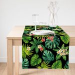 Realhomes Siyah Zemin Yapraklar Özel Tasarım Süet Runner Realhomes