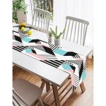 Realhomes Modern Geometrik Şekilli Dijital Baskılı Süet Runner Realhomes