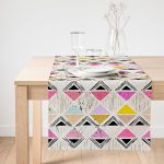 Realhomes Renkli Kareler Özel Tasarım Dijital Baskılı Süet Runner Realhomes