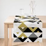 - SuetRunner-2064-Gorsel1 - Realhomes  Realhomes Bej Siyah Geometrik Desenli Dijital Baskılı Süet Runner Realhomes