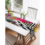 Realhomes Renkli Boyama Desenli Dijital Baskılı Özel Tasarım Süet Runner Realhomes