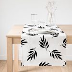 - SuetRunner-2069-Gorsel1 - Realhomes  Realhomes Siyah Beyaz Yaprak Desenli Dekoratif Süet Runner Realhomes