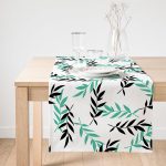 - SuetRunner-2071-Gorsel1 - Realhomes  Realhomes Yeşil Siyah Yaprak Desenli Dijital Baskılı Modern Süet Runner Realhomes