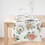 Realhomes Özel Tasarım Çiçek Temalı Dijital Baskılı Dekoratif Süet Runner Realhomes