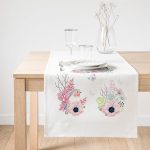 Realhomes Özel Tasarım Kuş Desenli Dijital Baskılı Modern Süet Runner Realhomes