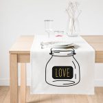 Realhomes Love Kalp Desenli Dijital Baskılı Dekoratif Süet Runner Realhomes