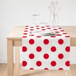 Realhomes Kırmızı Puantiyeli Dijital Baskılı Dekoratif Süet Runner Realhomes