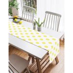 Realhomes Sarı Puantiyeli Dijital Baskılı Dekoratif Süet Runner Realhomes