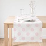 Realhomes Pudra Puantiyeli Dijital Baskılı Dekoratif Kırlent Süet Runner Realhomes