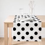 Realhomes Siyah Puantiyeli Dijital Baskılı Modern Süet Runner Realhomes