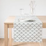 Realhomes Gri Geometrik Desenli Dijtal Baskılı Dekoratif Süet Runner Realhomes