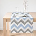 Realhomes Gri Mavi Zigzag Desenli Dijital Baskılı Modern Süet Runner Realhomes