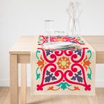 Realhomes Modern Geometrik Desenli Dijital Baskılı Dekoratif Süet Runner Realhomes