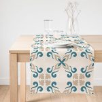 Realhomes Krem Zeminli Dijital Baskılı Modern Süet Runner Realhomes