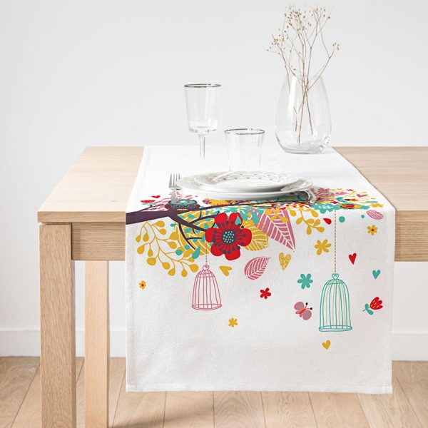 - SuetRunner-223-Gorsel1 - Realhomes  Realhomes Mavi Kuş Desen Dijital Baskılı Dekoratif Süet Runner Realhomes