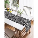 Realhomes Siyah Beyaz Çizgili Dijital Baskılı Dekoratif Süet Runner Realhomes