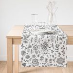 Realhomes Modern Çiçek Motifli Dijital Baskılı Dekoratif Süet Runner Realhomes