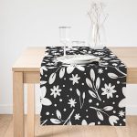 Realhomes Füme Zeminli Çiçek Desenli Dijital Baskılı Modern Süet Runner Realhomes