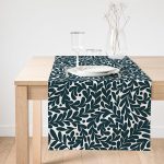 Realhomes Yeşil Yaprak Motifli Dijital Baskılı Modern Süet Runner Realhomes