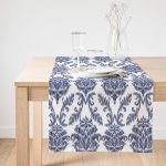 Realhomes Modern Damask Temalı Dijital Baskılı Dekoratif Süet Runner Realhomes