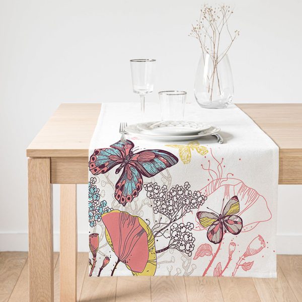 Realhomes Yosun Desenli Dijital Baskılı Dekoratif Süet Runner Realhomes