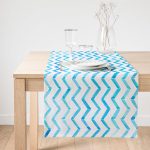 Realhomes Modern Mavi Zigzag Desenli Dijital Baskılı Özel Tasarım Süet Runner Realhomes