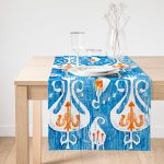 Realhomes Modern Çini Resimli Dijital Baskılı Dekoratif Süet Runner Realhomes