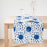 Realhomes Mavi Yuvarlak Desenli Dijital Baskılı Modern Süet Runner Realhomes