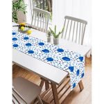 Realhomes Mavi Yuvarlak Desenli Dijital Baskılı Modern Süet Runner Realhomes