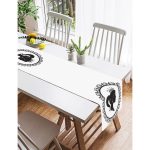 Realhomes Siyah Beyaz Bayan Resimli Dijital Baskılı Süet Runner Realhomes