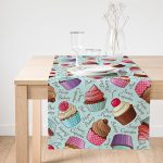 - SuetRunner-2340-Gorsel1 - Realhomes Realhomes Renkli Cupcake Desenli Dijital Baskılı Süet Runner Realhomes