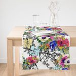 Realhomes Rengarenk Çiçek Baskılı Dekoratif Süet Runner Realhomes