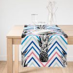 Realhomes Zigzag Zeminde Ananaslar Dekoratif Özel Tasarım Süet Runner Realhomes