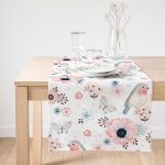 - SuetRunner-2373-Gorsel1 - Realhomes  Realhomes Pudra Mavi Kelebek Çiçek Modern Dijital Baskılı Süet Runner Realhomes