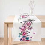 - SuetRunner-2374-Gorsel1 - Realhomes  Realhomes Şarmaşık Gül Desenli Kuş Motifli Dijital Baskılı Özel Tasarım Süet Runner Realhomes