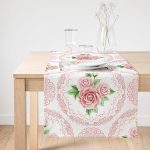 Realhomes Hint Motifli Gül Desenli Dijital Baskılı Süet Runner Realhomes